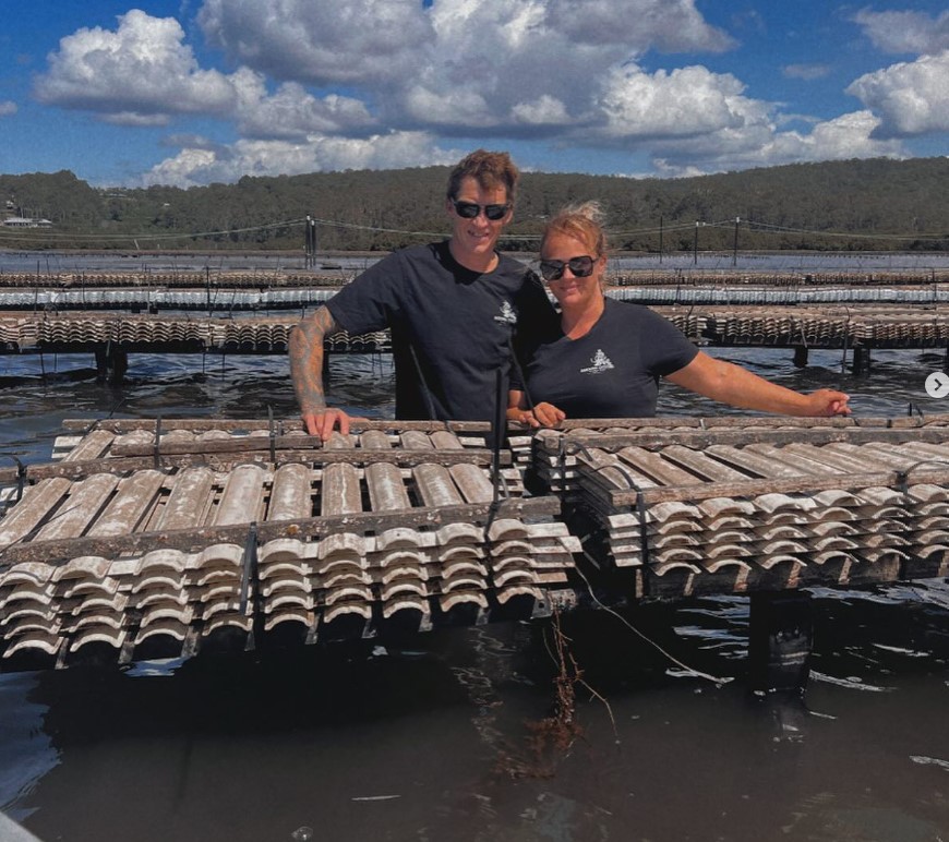 Narooma Oysters farmers on the lease in Wagonga Inlet